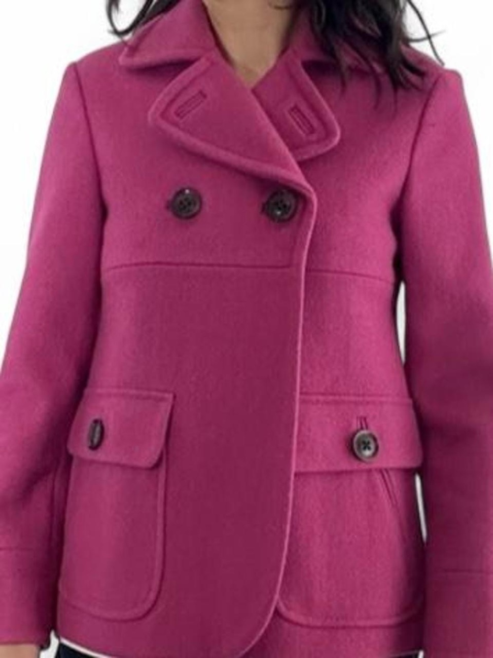 GAP Double-Breasted Peacoat in Bright Magenta